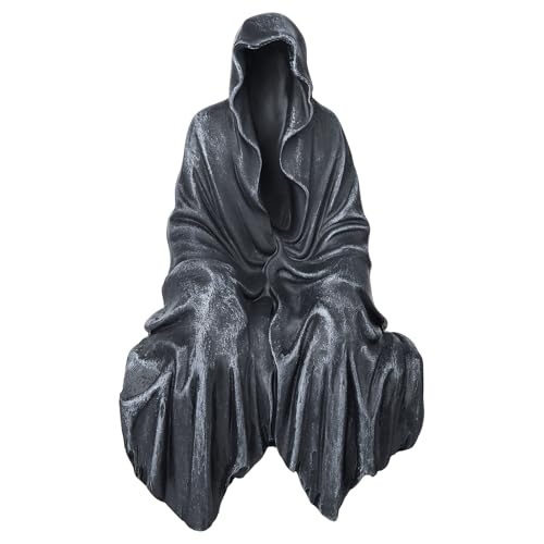 Gothic Black Robe Resin Statue, 5-Inch Creepy Figurine for Home Decor