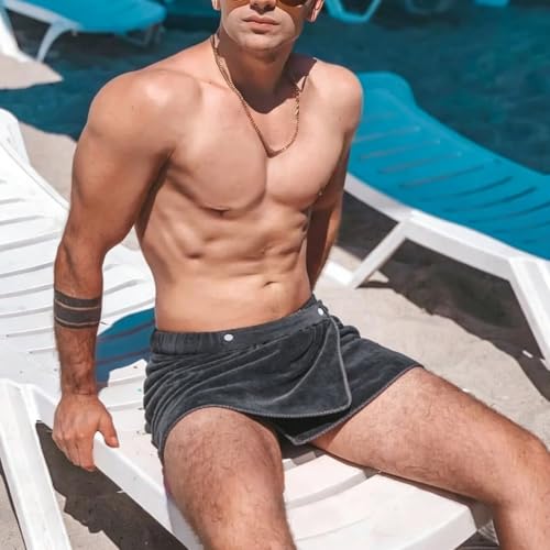Mens Adjustable Microfiber Bath Wrap Towel - Quick Dry Shower & Spa Cover Up