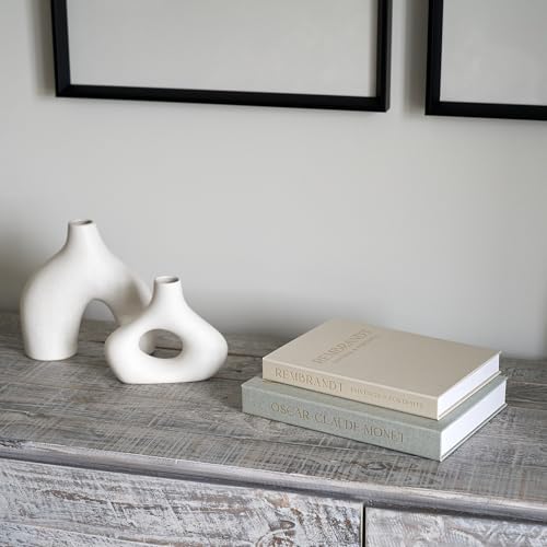 Set of 2 Decorative Linen Books - Aesthetic Faux Books for Coffee Table Decor