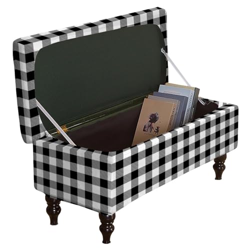 Rectangular Storage Ottoman Cover - Durable Slipcover with Elastic Bottom