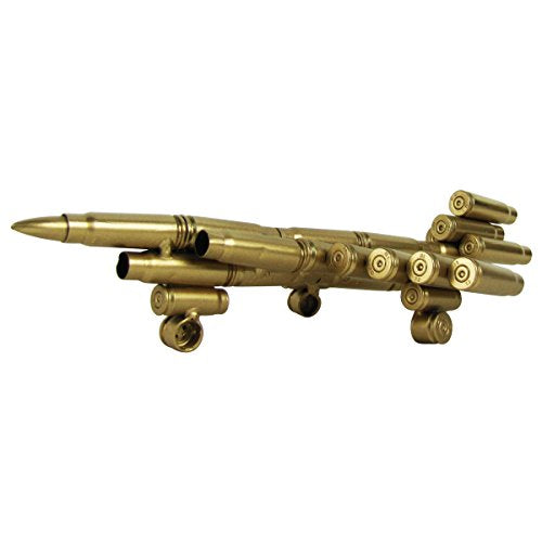 Military Jet Airplane Model Made from Bullet Shell Casings 9-Inch Gold