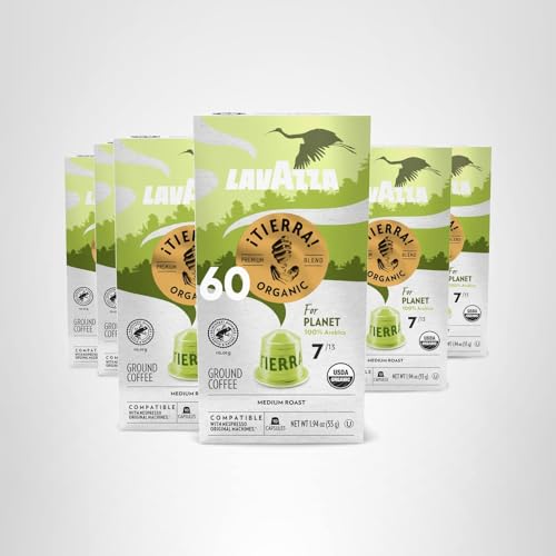 Lavazza ¡Tierra! for Planet Aluminum Capsules Compatible with Nespresso* Original Machines, Medium Espresso Roast, 100% Arabica (60 Capsules)