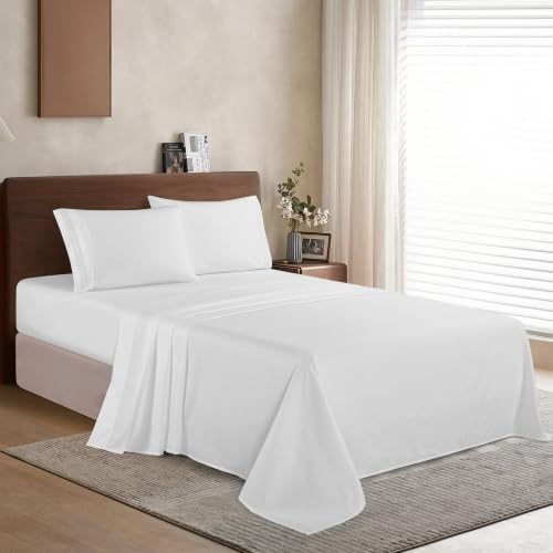 Elegant Comfort 4-Piece King Sheet Set - Deep Pocket Microfiber Bedding, White