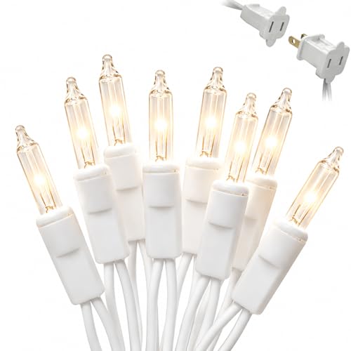 Dolunvo 21Ft Warm White Christmas Lights, 100 Incandescent Mini Bulbs UL Certified Connectable Indoor Outdoor String Lights