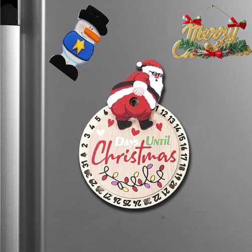 Christmas Fridge Magnets - Wooden 3D Countdown Set (2 Pcs) Style 11