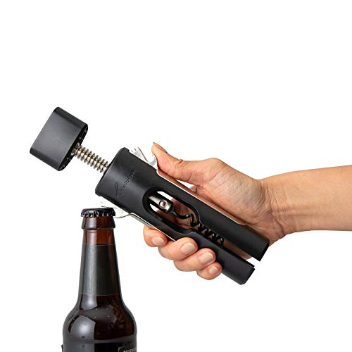 Rabbit Wing Corkscrew with Non-Stick Spiral & Bottle Opener - Black