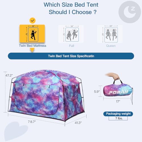 Portable Privacy Bed Tent - 90% Blackout Sleeping Canopy with Mesh Windows