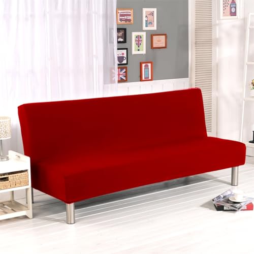 High Stretch Armless Futon Cover Slipcover, Machine Washable Red