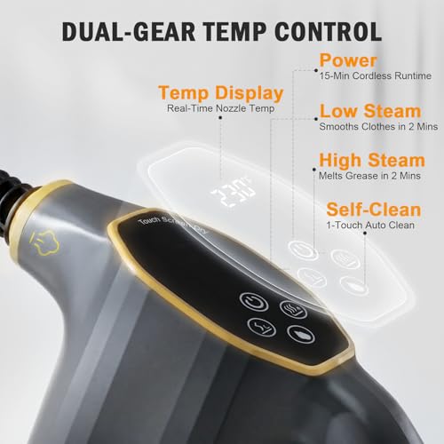 Handheld Steam Cleaner with LED Display, 15-Piece Multi-Surface Cleaning Set