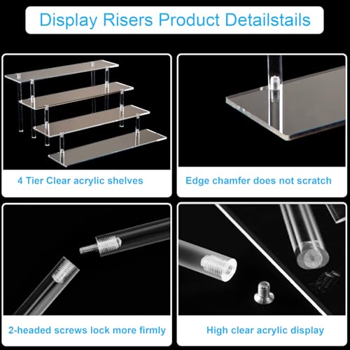 4-Tier Clear Acrylic Perfume Organizer Stand & Display Riser Shelf