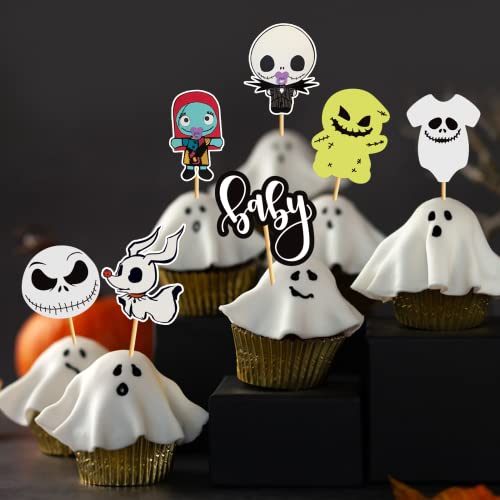 Halloween Cupcake Toppers 28pcs Ghost Skull & Baby Icons for Spooky Party