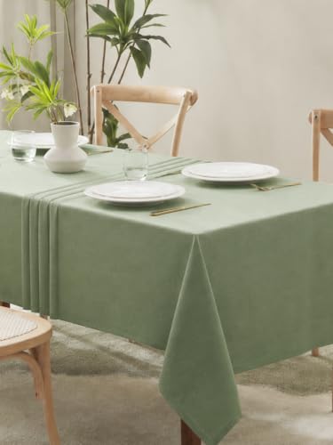 Textured Linen Rectangle Tablecloth, Waterproof & Wrinkle-Free, 52 x 70 Inch