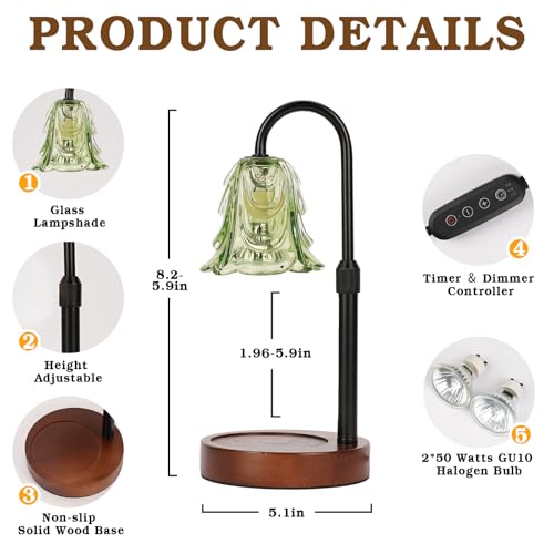 Adjustable Candle Warmer Lamp with Timer & Dimmable Light