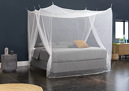 Rectangular Mosquito Net Bed Canopy for Queen & King Beds with Hanging Kit