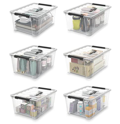 Clear Plastic Storage Bins with Lids and Handles 5-Quart 6-Pack