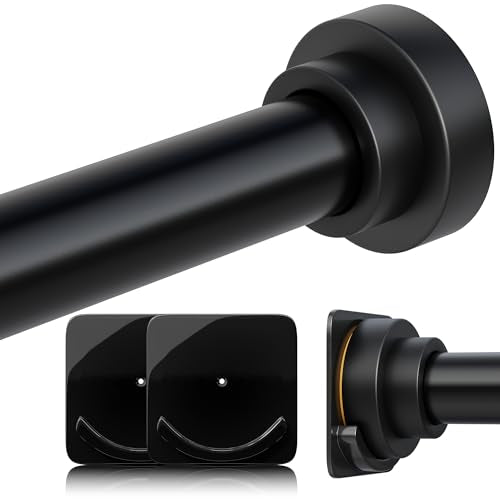 Heavy Duty Adjustable Shower Curtain Rod 31-120 Inch, Rustproof Matte Black