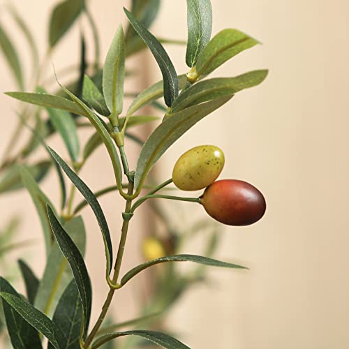 6FT Artificial Olive Tree with Real Wood Trunk & Silk Leaves