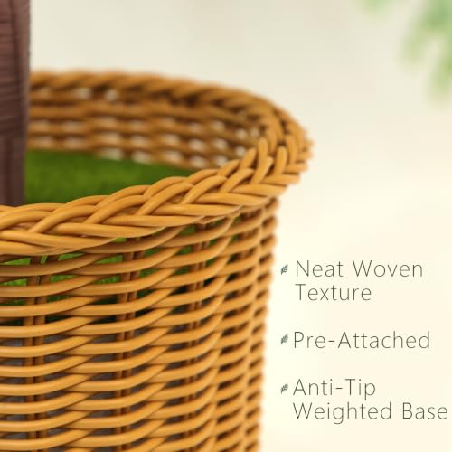 ENJOLLY 2 Pack 4FT Pre-Lit Artificial Cypress Christmas Tree with Woven Basket, Indoor/Outdoor Holiday Decor