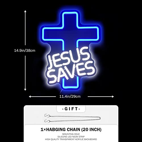 Jesus Saves Neon Sign LED Wall Decor for Church & Home, Dimmable
