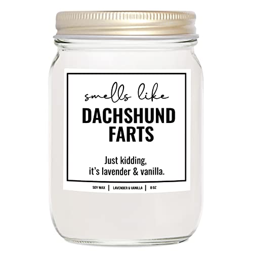 Funny Dachshund Farts Candle - Wiener Dog Gift with Lavender & Vanilla