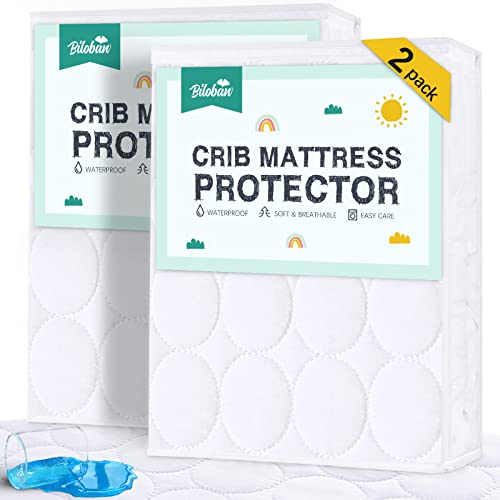 Biloban Waterproof Quilted Crib Mattress Protector Pad 2-Pack, 52" x 28"