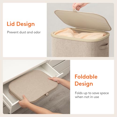 105L Large Laundry Hamper with Lid, Foldable Dirty Clothes Basket