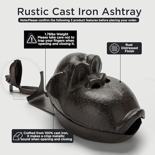 Cast Iron Monkey Cigar Ashtray - Unique Smoking Accessory for Men