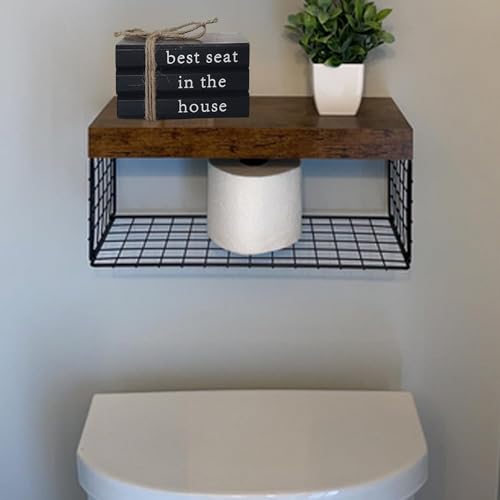 Funny Rustic Wooden Decorative Books for Bathroom Shelf Decor