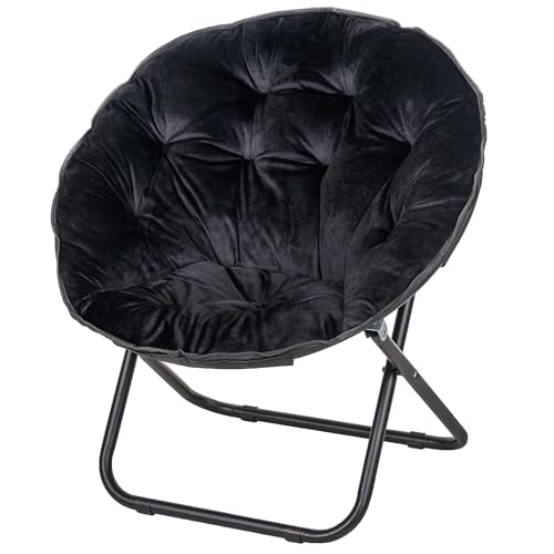 Faux Fur Saucer Chair, Foldable Moon Chair for Bedroom and Dorm