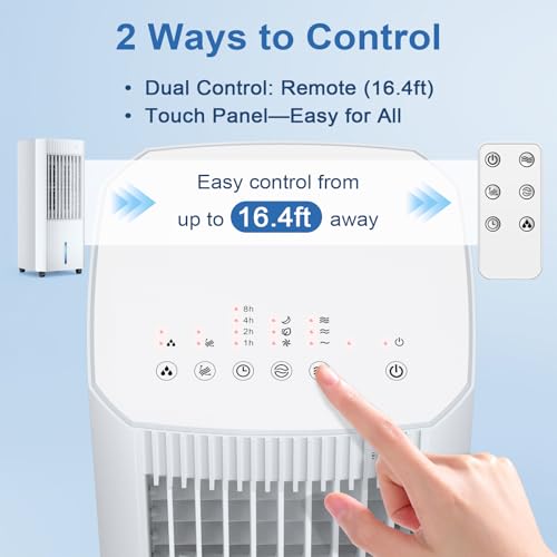 Portable Evaporative Air Cooler 1.5Gal Tank 140° Oscillation Off-White