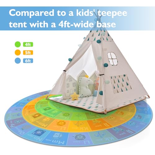 4ft Round Educational Kids Rug, Alphabet and Number Playroom Carpet