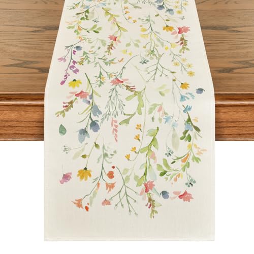 Artoid Mode Bloom Wildflowers Table Runner 13 x 72 Beige - Home Decor