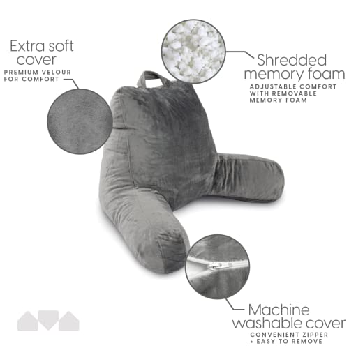 Shredded Memory Foam Reading Pillow with Arms - Adjustable Backrest Support