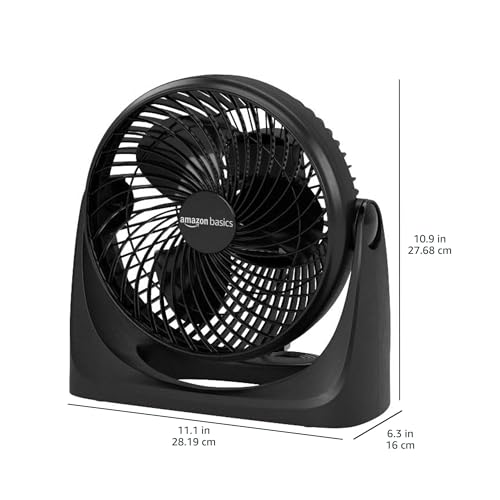 Amazon Basics Air Circulator Desk Fan with 3-Speed Settings and 90-Degree Tilt, Black