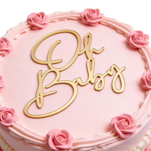 Oh Baby Acrylic Cake Topper for Baby Shower and Gender Reveal Party