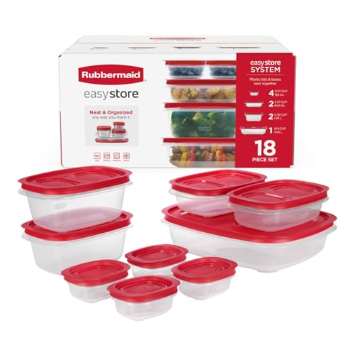 Stackable Plastic Food Storage Containers with Lids, 18-Piece Set