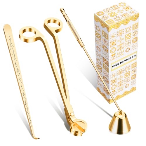 Candle Care Kit - Wick Trimmer, Snuffer & Dipper Set - Gold