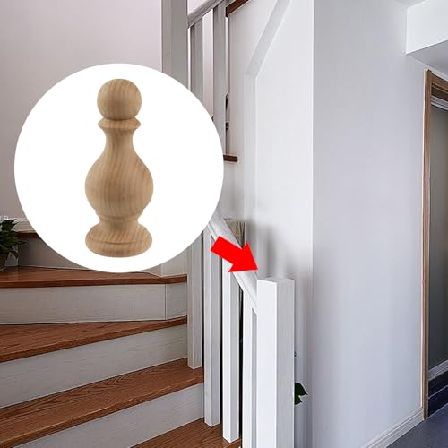 2 Pack Unfinished Beech Wood Decorative Finials, 4.72-Inch Bed Post Toppers