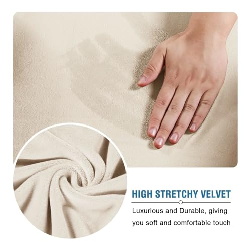 Extra Large Velvet Plush Sofa Slipcover - 4 Piece Furniture Protector