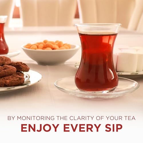 Pack of 6 Turkish Tea Glasses with Saucers - Authentic Small Tulip Shape Cups