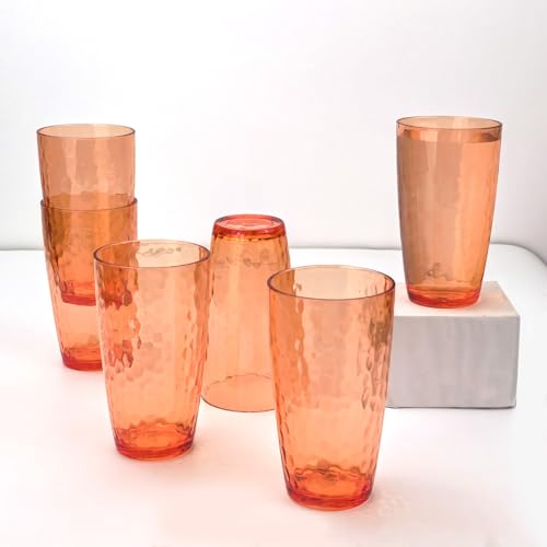 20 oz Acrylic Drinking Glasses - Set of 6 Shatterproof Stackable Tumblers