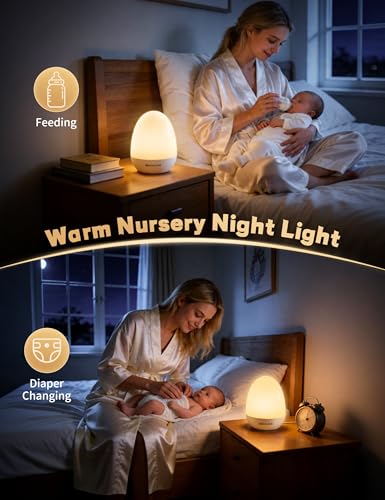 Dimmable LED Egg Night Light for Nursery with Touch Control & Timer