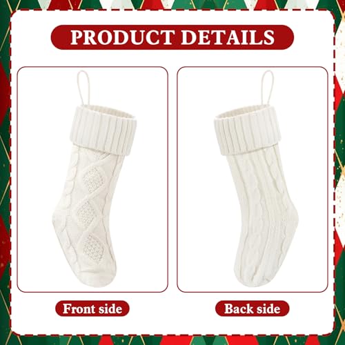 18-Inch Cable Knit Christmas Stockings - Classic Holiday Decor for Mantel