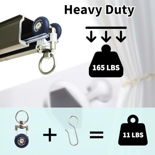 15 Pack Heavy Duty Ceiling Curtain Track Rollers with Silent Wheels