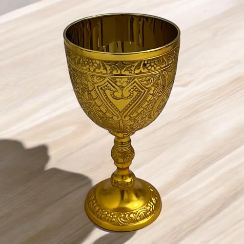 Handmade Solid Brass Wine Chalice - 8oz Antique Style Goblet Cup