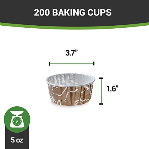 Restaurantware Panificio 5 Ounce Baking Cups 200 Pleated Cupcake Liners - Oven-Ready Freezable Brown And White Paper Muffin Cases Disposable Chocolate Wisp For Wedding Parties Baby Showers
