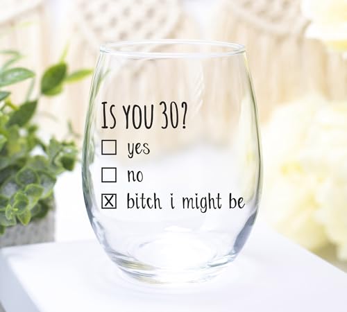 Gelid 30th Birthday Wine Glass - Funny Is You 30 Gift for Men Women, 15 oz