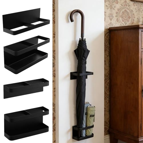 Wall-Mounted Umbrella Stand with Drip Tray, Adjustable Metal Rack