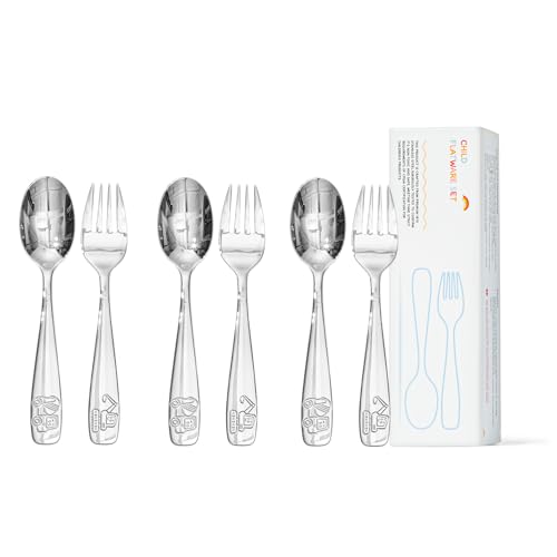 6-Piece Toddler Utensils Set Stainless Steel Dump Truck Silverware