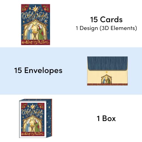 Crown Point Graphics O Holy Night Nativity Cards, 15 Count